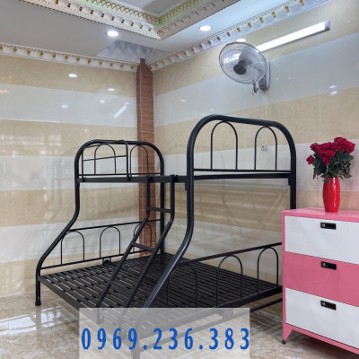 Giường sắt hai tầng Đại Thành tầng trên 1m4 tầng dưới 1m6 màu Đen