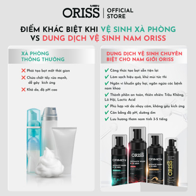 Dung Dịch Vệ Sinh Chuyên Biệt Dành Cho Nam Giới Dạng Bọt Oriss Men Gentlemen 120ml/chai