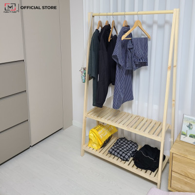 KỆ TREO QUẦN ÁO 2 TÂNG GỖ LẮP RÁP