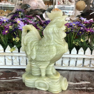 Tượng con Gà giáp phong thủy đá ngọc Onyx - Dài 20 cm