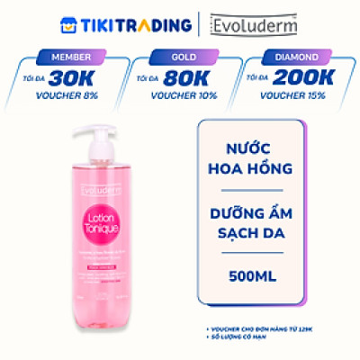 Nước hoa hồng dưỡng ẩm và làm sạch cho da nhạy cảm Evoluderm Lotion Tonique 500ml