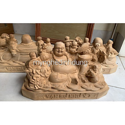Tượng phật di lặc ngũ phúc bằng gỗ ngọc am thơm nức kt 30x15x15cm 