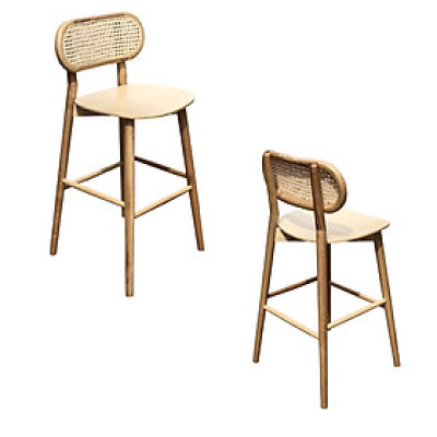 Ghế bar gỗ ash bọc nệm polywood CB DECO-75W Nội thất Capta Ghế ngồi quầy đảo bếp khung gỗ tần bì cao 75cm nệm gỗ polywood lưng tựa đan mắt cáo tại HCM