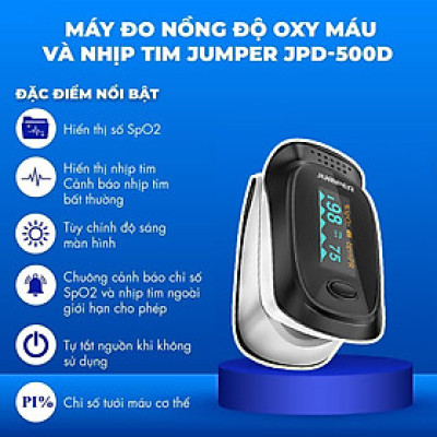 Máy Đo Nồng Độ Oxy Trong Máu Và Nhịp Tim Jumper JPD-500D | Màn Hình Màu OLED - Chức Năng Đo Chỉ Số Tưới Máu PI