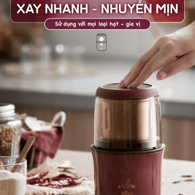 Máy Xay Cà Phê, Máy Xay Hạt Thực Phẩm Khô Đa Năng BEAR MDJ – A02G3 Chế Độ Xay Cực Êm Dung Tích 200 ML Công Suất 200 W- Hàng Chính Hãng