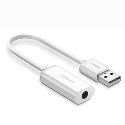 Ugreen UG30712US206TK 15CM màu Trắng Bộ chuyển USB 2.0 sang âm thanh 3.5mm - HÀNG CHÍNH HÃNG