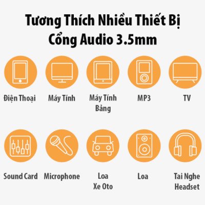 Cáp âm thanh 2 đầu 3.5mm 1m Vỏ nhôm dây dù - Hàng chính hãng