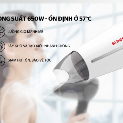 Máy Sấy Tóc SUNHOUSE SHD2308W - Hàng Chính Hãng