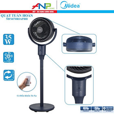 Quạt Tuần Hoàn Không Khí Midea MFS070R0APBH (Quạt Cây, Hàng Chính Hãng, Có Điều Khiển Từ Xa & Ngăn Chứa Tinh Dầu, Công Suất 35W)