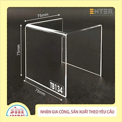 Kệ livestream, Kệ mica chữ U trong suốt để đồ đa năng, Kệ trưng bày mica 3 mặt uốn Enter TB134 75x75x75mm mica dày 3mm