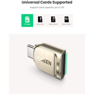 Ugreen UG80124CM331TK TF Micro SD vỏ nhôm Đâuu đọc thẻ nhớ cổng USB-C - HÀNG CHÍNH HÃNG