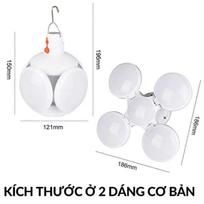 Bóng Đèn Tích Điện 40W , Năng Lượng Mặt Trời 4 Cánh ,Đèn Led Siêu Sáng ,Tiết Kiệm Điện Năng , Chống Nước - HÀNG CHÍNH HÃNG MINIIN