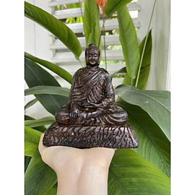 Tượng phật Bổn Sư Thích Ca Mâu Ni gỗ trầm hương sánh chìm tự nhiên cầu bình an, may mắn, sức khoẻ và tài lộc để bàn làm việc, taplo xe ô tô