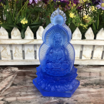 Tượng Tam Thế Phật Tây Phương Tam Thánh ngồi đá lưu ly - Cao 12 cm