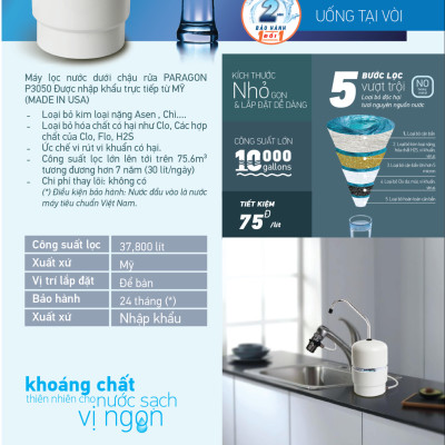 Máy lọc nước Paragon đặt bàn P3050UC chính hãng