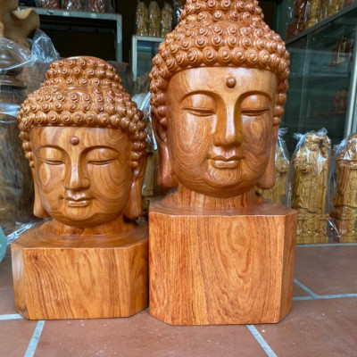 Diện phật bằng gỗ hương đá liền khối kt cao 50×24cm