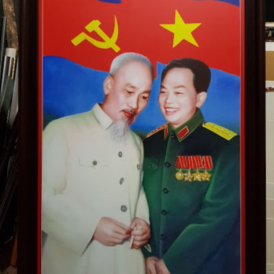 Tranh in dầu cao cấp Bác Hồ & Đại tướng Võ Nguyên Giáp