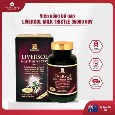 Viên uống bổ gan nhập khẩu chính hãng Úc LIVERSOL MILK THISTLE (60 viên) giúp bổ gan, hỗ trợ tăng cường chức năng gan, thải độc gan, bảo vệ tế bào gan khỏi các thương tổn do rượu, bia và các thuốc có hại cho gan
