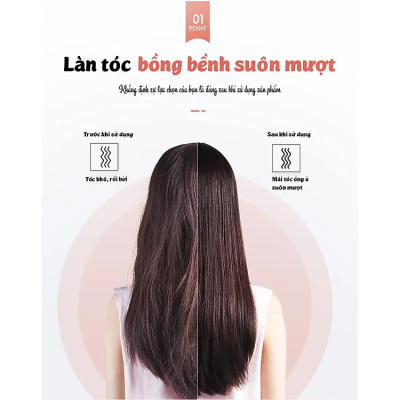 Lược Điện Chải Tóc, Công Suất 45W, Giúp Tóc Bồng Bềnh, Óng Mượt; Làm Xoăn, Duỗi Thẳng Dễ Dàng, Có Đèn Cảnh Báo Nhiệt Độ, Tăng Giảm Nhiệt Độ Dễ Dàng- Hàng Chính Hãng