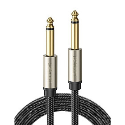 Cáp 6.5mm TS âm thanh Pro audio đầu mạ vàng 1M màu xám 24k Ugreen 128AT10636AV Hàng chính hãng