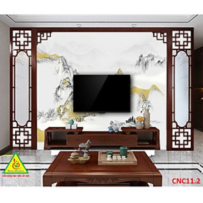 Nền tường phong cách Trung Hoa, bình phong gỗ cắt CNC011 - Nội thất lắp ráp Viendong Adv