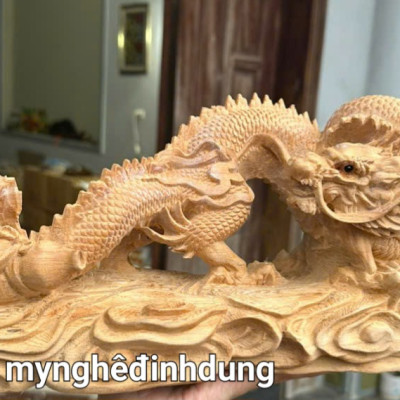Tượng con rồng phong thủy bằng gỗ ngọc am thơm nức kt 35×18×12cm 