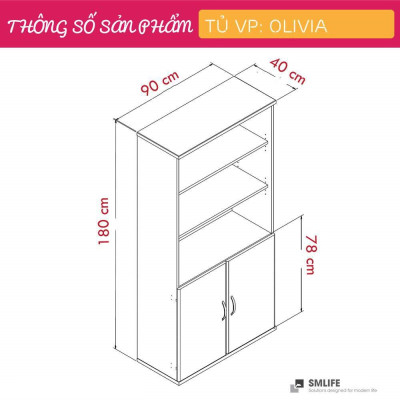 Tủ để tài liệu bằng gỗ kiểu dáng nhỏ gọn SMLIFE Olivia