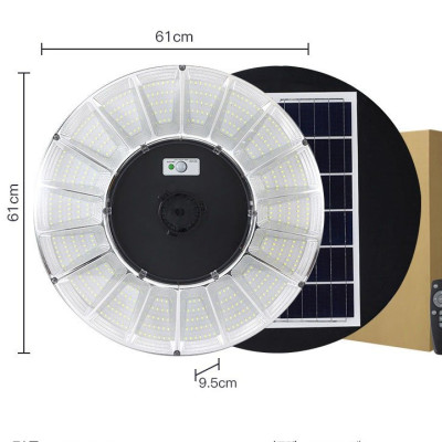 Đèn năng lượng mặt trời UFO kim cương 1000W,Vỏ nhựa ABS,Tấm pin liền,Cảm biến chuyển động, Ánh sáng trắng