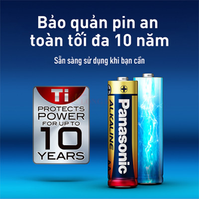 Vỉ Pin kiềm Panasonic Alkaline AA LR6T (2 viên/4 viên/10 viên) - Hàng chính hãng