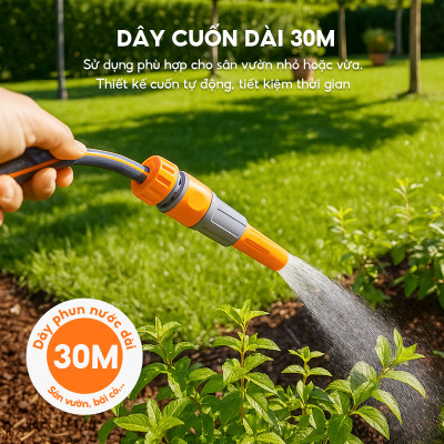 Vòi tưới cây, rửa xe Lebenlang LBLB3363, dài 30m, đa dạng công năng, cất gọn dễ dàng, hàng chính hãng