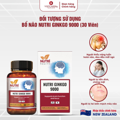 Viên Uống Bổ Não Nhập Khẩu Chính Hãng New Zealand Nutri Ginkgo 9000 (30 Viên)