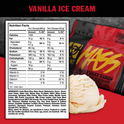 Mutant MASS EXTREME 2500, Sữa Hỗ Trợ Tăng Cân, Tăng Cơ Nạc, Calo và Protein Cao | Nhập Khẩu Canada