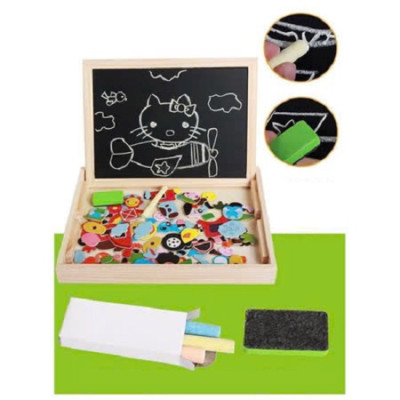 Bộ Tranh Nam Châm Kèm Bảng Từ Ghép Hình 2 mặt bảng phấn và nam châm bằng gỗ, Đồ Chơi Gỗ Bảng Ghép Hình - Mẫu ngẫu nhiên Hàng Chính Hãng LuckyDecor