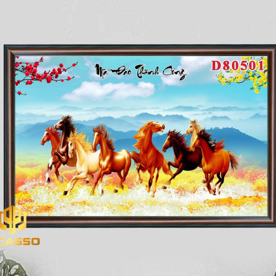 D805 34 Tranh kính Bát mã tung hoành (Được chọn mẫu)