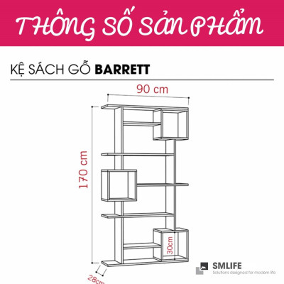 Giá sách gia đình kiểu dáng nhỏ gọn SMLIFE Barrett