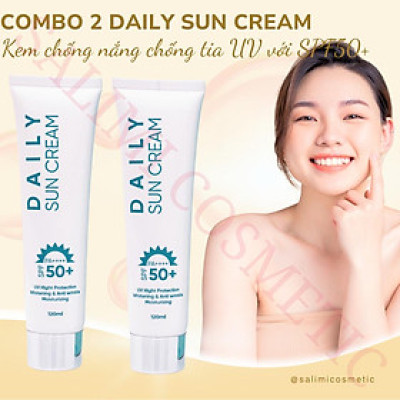 COMBO 2 Lọ Kem Chống Nắng DAILY SUN CREAM 120ml, Bảo Vệ Da Với SPF 50, Nâng Tone, Chống Tia Cực Tím
