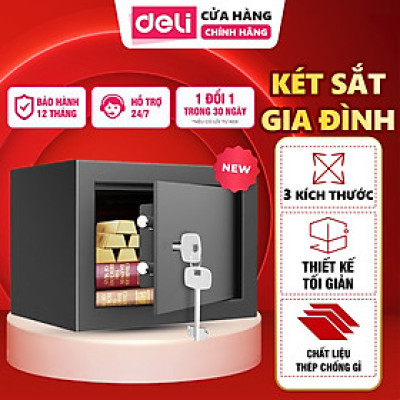 Két Sắt Mini Chính Hãng Deli, Két Sắt Gia Đình 3 Kích Thước Khóa Chống Trộm An Toàn Bảo Mật Cao