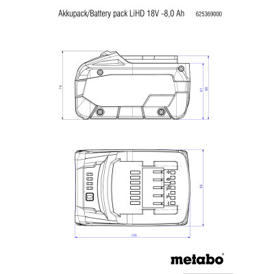 Pin Lihd Năng Lượng Cao Metabo LIHD 18V - 8.0AH