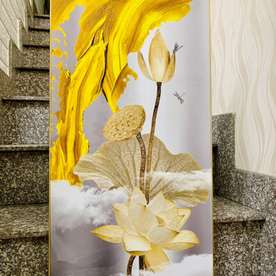 TRANH TRÁNG GƯƠNG - TRANH TREO PHÒNG KHÁCH - TRANH PHÒNG NGỦ - TRANH TRÁNG GƯƠNG HOA SEN(TẶNG KÈM ĐINH 3 CHÂN)