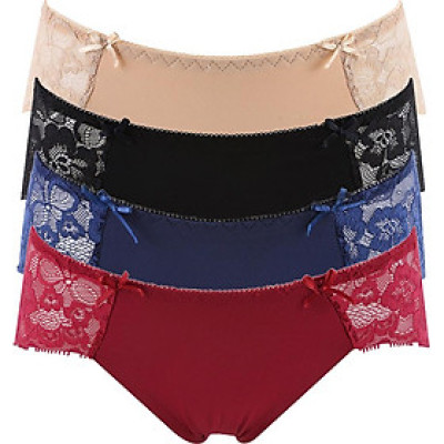 Bộ 4 Quần Lót Nữ Ren Lưng Cao Mignon QN012 - Màu Ngẫu Nhiên