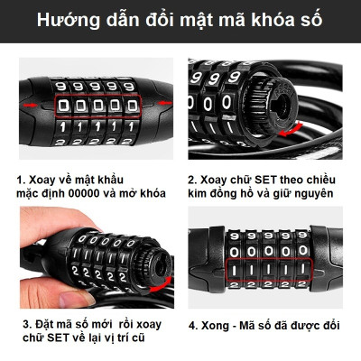 Khóa số Xe Đạp Chống Trộm 5 Số Zoli Cao Cấp - Hàng Nhập Khẩu