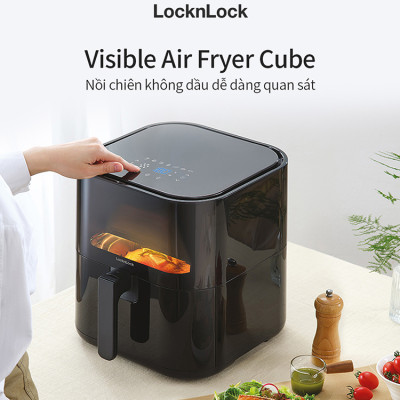 Nồi Chiên Không Dầu Locknlock Visible Air Fryer CUBE EJF996BLK (5.5 Lít) - Hàng Chính Hãng
