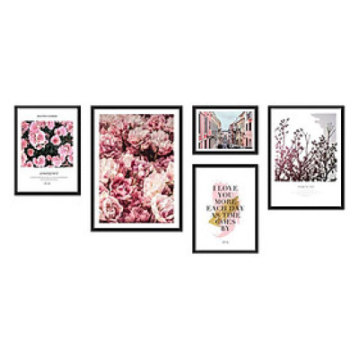 Bộ 5 Khung Hình Kính Treo Tường Tặng Sơ Đồ Treo Tranh Và Đinh Treo Tranh - Khung Hình Phạm Gia PGCTK34