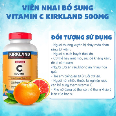 Vitamin C Kirkland Signature Mỹ Tăng cường sức đề kháng, Sáng da, làm chậm quá trình lão hóa, nhanh lành vết thương (bệnh) - QuaTangMe Extaste
