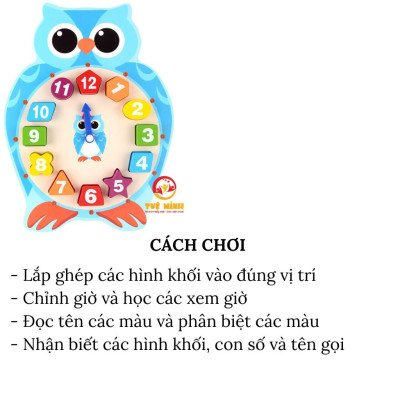 Đồng Hồ Phân Biệt Màu Sắc Hình Khối Con Cú Con Ếch Tuệ Minh Giúp Bé Học Xem Giờ