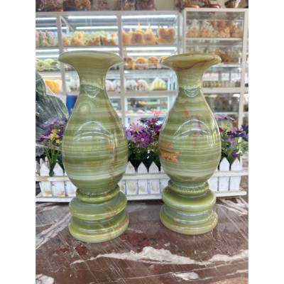 Cặp Lục Bình Lọ Hoa phong thủy đá ngọc Onyx - Cao 30 cm
