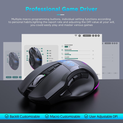 Chuột Led Gaming Không Dây W10 Đa kết nối Bluetooth 5.0 + Usb 2.4G Pin sạc TypeC cho máy tính laptop hàng nhập khẩu