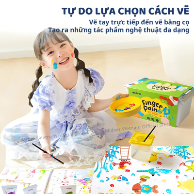 Finger Paint Mideer bộ màu kèm dụng cụ chính hãng an toàn cho bé
