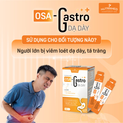 Gói uống Osa Gastro hỗ trợ giải quyết viêm loét dạ dày, tá tràng toàn diện (20 gói) - Nutramed