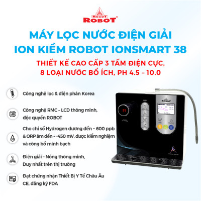 Máy Lọc Nước Điện Giải Ion Kiềm ROBOT IonSmart 38 Nóng Thông Minh - Hàng Chính Hãng